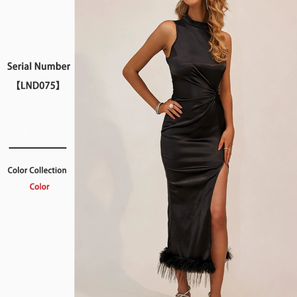ZARA Luxury Black Sexy Bodycon Dress Stretch Slim Fit Slit